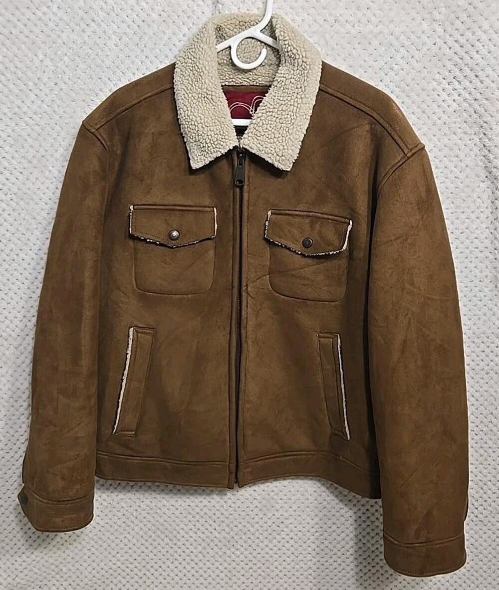 Levi's Red Tab Men's M Brown Faux Suede Sherpa Lined Western Jacket #0328